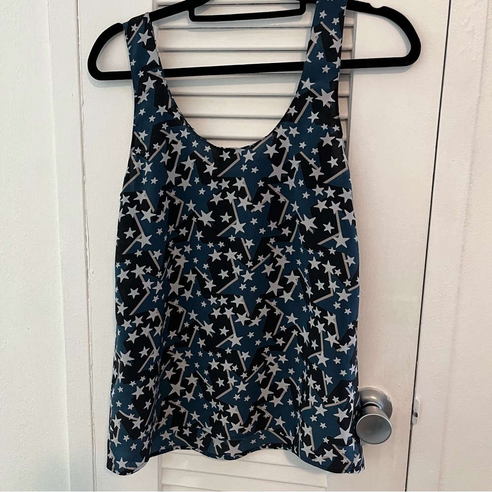 Silk Blouse from Equipment with stars, patriotic pattern